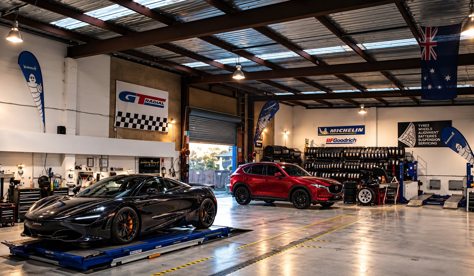 Bush Road Tyres workshop and forecourt